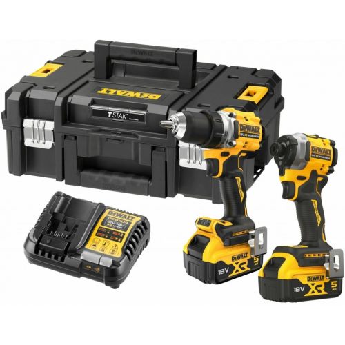 Dewalt DCK2051P2T Kömürsüz Akülü Makine Seti 2 Parçalı 18V XR (DCD800 + DCF850) TSTAK 2x 5.0Ah Akü + Şarj cihazı)
