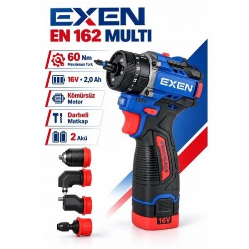 Exen En 162 Multi̇ Kömürsüz Darbeli Şarjli Matkap 16v 2ah 60Nm (4 Fonksiyonlu)