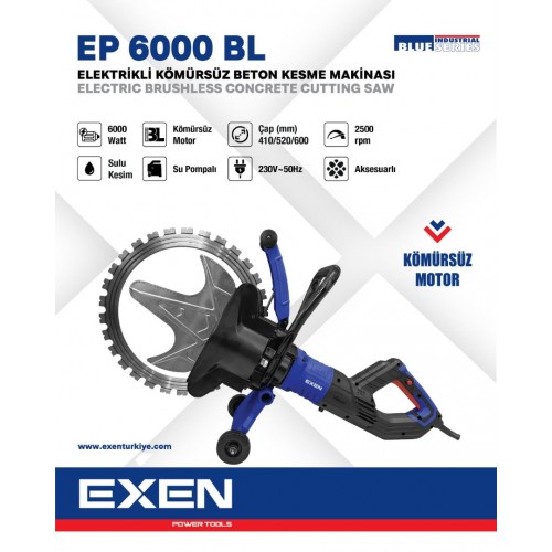 Exen EP 6000 BL Elektrikli Beton Kesme Makinası Kömürsüz 6000 Watt