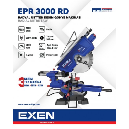 Exen EPR 3000 RD Gönye Kesme Makinası Radyal Üstten Tablalı 305mm