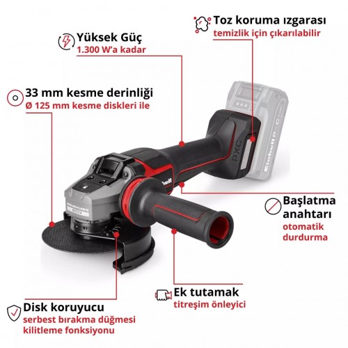 Einhell TP-AG 18/125-13 Q P Lİ BL Akülü Taşlama QUICK 18v (Aküsüz)