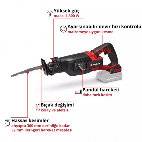 Einhell TP-AP 18/32 Li BL +6 S-F Akülü Kılıç Testere 18v (Aküsüz)
