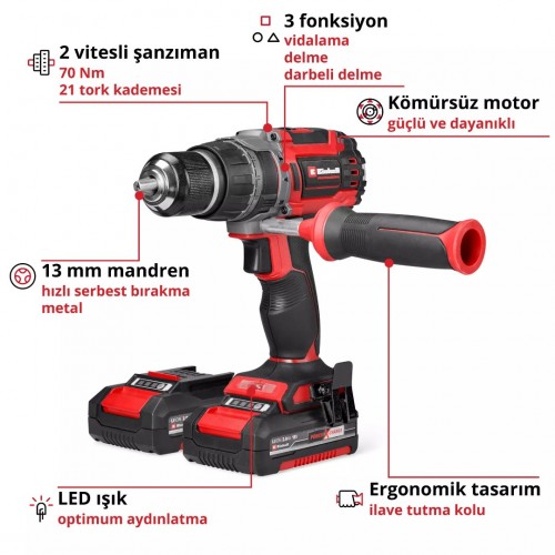 Einhell TP-CD 18/70 Li-i BL Akülü Darbeli Vidalama 18v 2x2,0 Ah