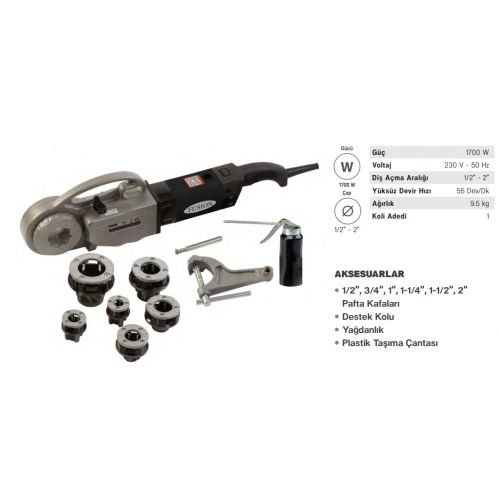 Fusion FSBP200 Elektrikli El Tipi Pafta Makinası 1/2"- 2"