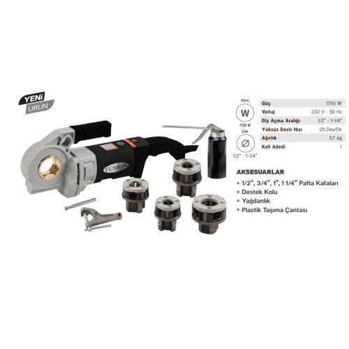 Fusion FSBP114 Elektrikli El Tipi Pafta Makinası 1/2"-1 1/4"