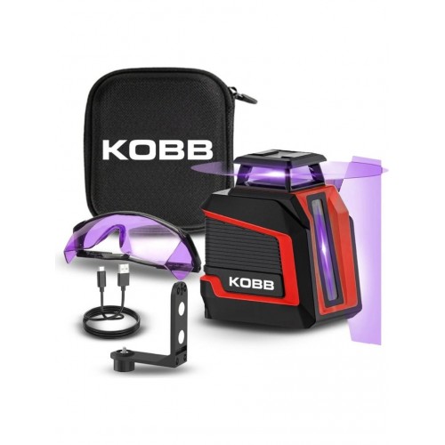 Kobb KBL30P Mor Işık Profesyonel Çizgi Lazer Yatay 360° ve Dikey Otomatik Hizalamalı 3.7V Li-Ion 