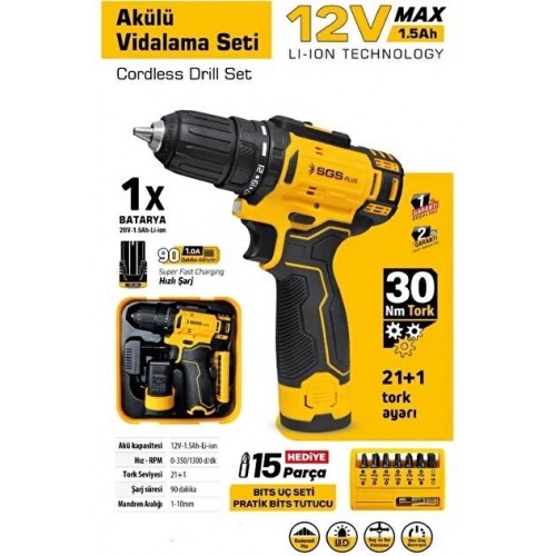 Sgs 5147 Akülü Vidalama Seti 12 Volt 1.5 Ah