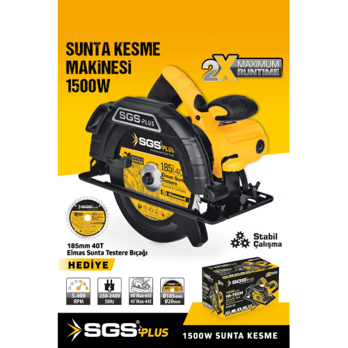 Sgs 5185 Sunta Kesme Daire Testere 1500 W 185 MM