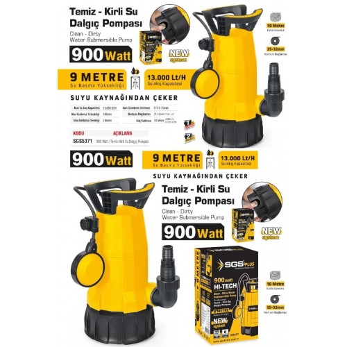 SGS 5371 Dalgıç Pompası Temiz ve Kirli Su 900 Watt