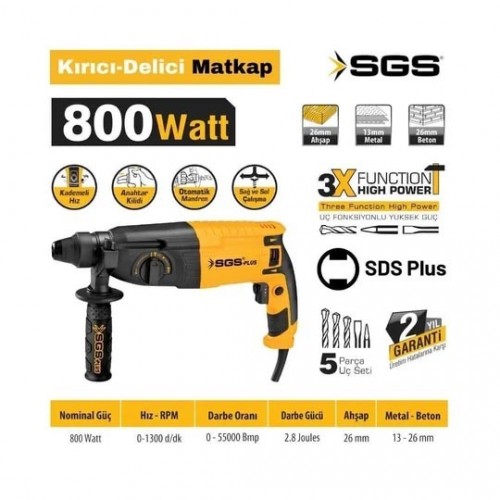 Sgs 5180 Kırıcı Delici Matkap 3.2kg 800Watt