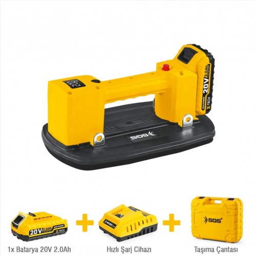 SGS 5418 AKÜLÜ VAKUMLU SERAMİK CAM AHŞAP VANTUZU  200 Kg  20 Volt 2 Amper