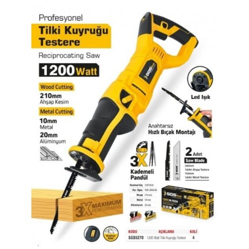 SGS 5270 Elektrikli Tilki Kuyruğu Testere Makinesi 1200W