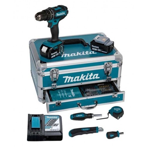 Makita DHP482RFX9 Akülü Darbeli Matkap Seti 96 Parça 18V